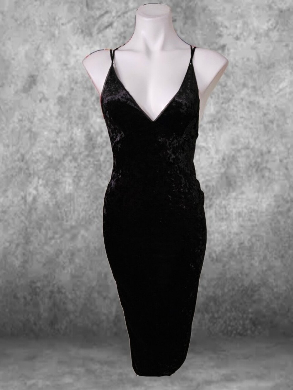 Silence + Noise Black Velvet Slip Midi Dress - Women's Elegant Evening Dress